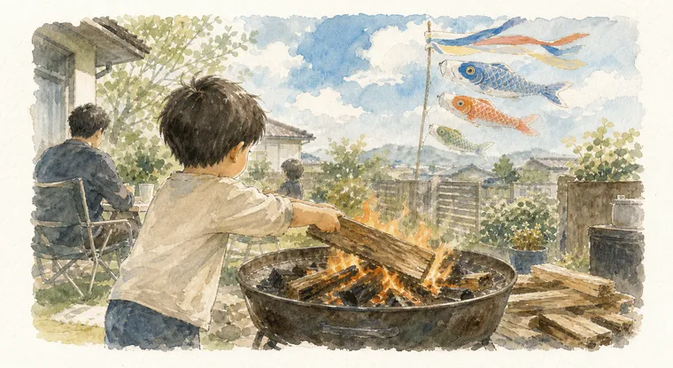 次男が躊躇なく看板を燃やして、丁度よくバーベキューが始まった話